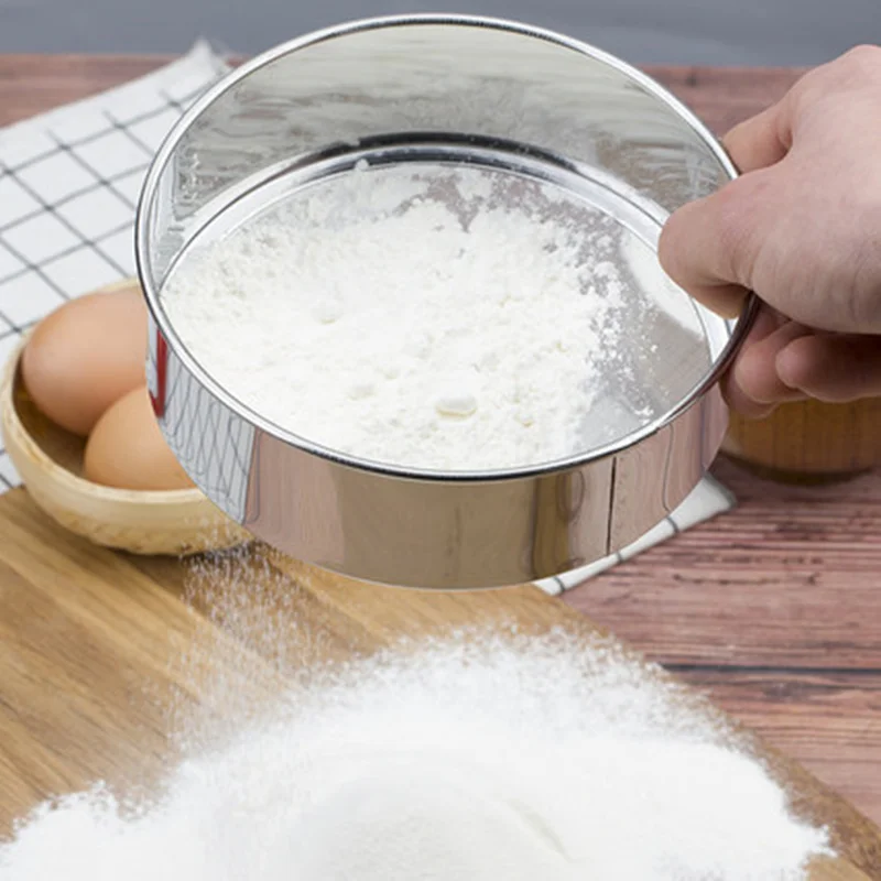 Feinmaschiges Mehlsieb für die Küche, professionelles rundes Mehlsieb aus Edelstahl, Sieb, ideal zum Backen von Tee in der Küche