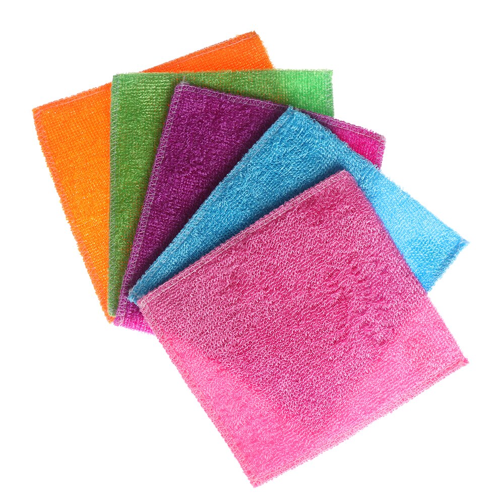 1PC Anti-grease Dish Cloth Bamboo Fiber Washing Towel Scouring Pad Kitchen Household Supplies Cleaning Rags Tools 4 Styles