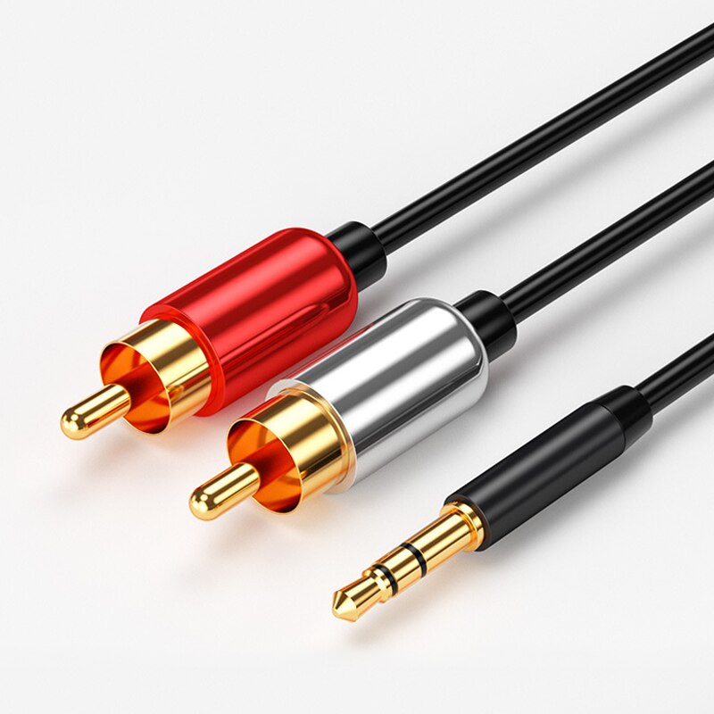 2 rca  to 3.5mm jack audio aux kabel 3.5mm jack  to 2 rca hane adapter splitter för dvd-förstärkare tv pc rca kabel högtalarkabel: 0.5m-