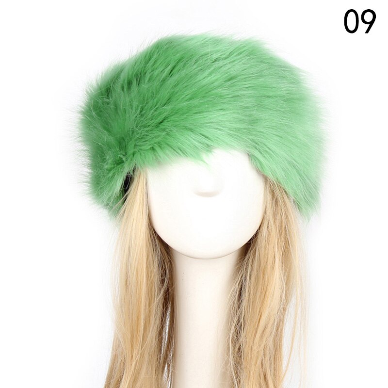 Winter Dikke Harige Haarband Fluffy Faux Fur Vrouwen Meisje Bont Hoofdband Hoed Winter Outdoor Earwarmer Ski Hoeden Sneeuw Cap