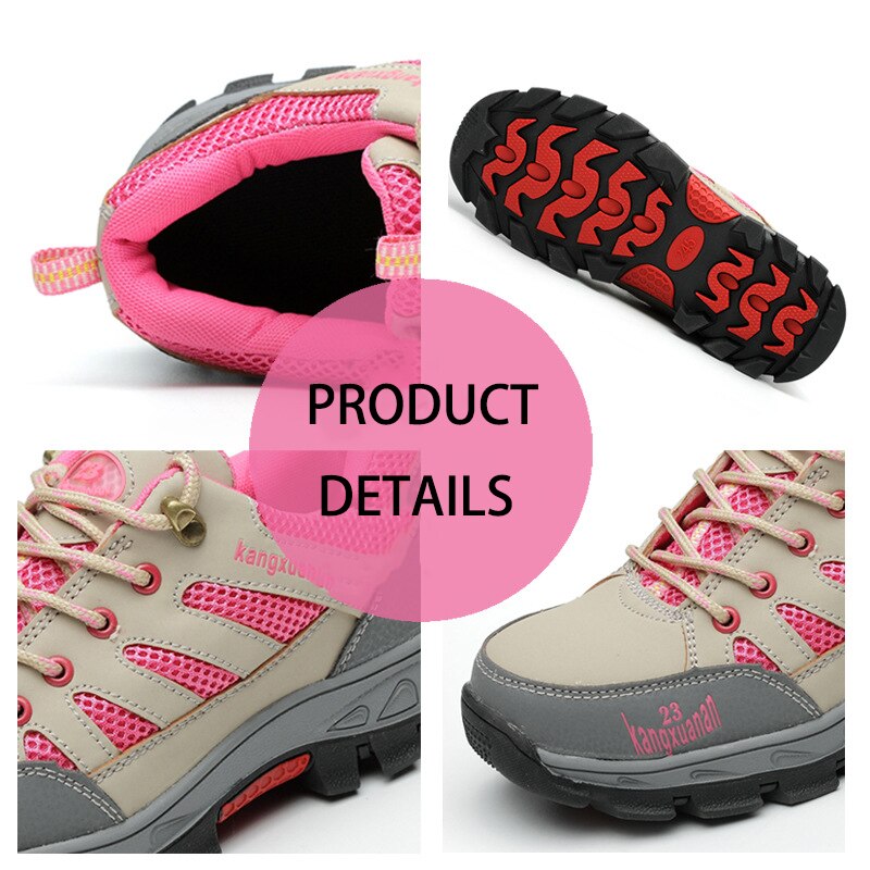 Zapatos de seguridad cómodos y ligeros para mujer, zapatillas de protección para el trabajo, transpirables, con punta de acero, botas industriales