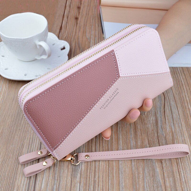 Trendy Women Wallets Long Zipper Wallet Female Student Korean Version Stitching Contrast Patchwork Wild Coin Purse Holder