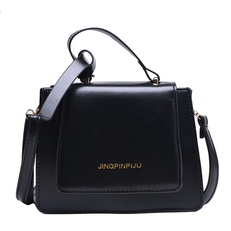 QANSH borsa retrò Chic di alta qualità da donna 2022 nuovo stile moda Texture spalla selvaggia Messenger borse quadrate piccole: black