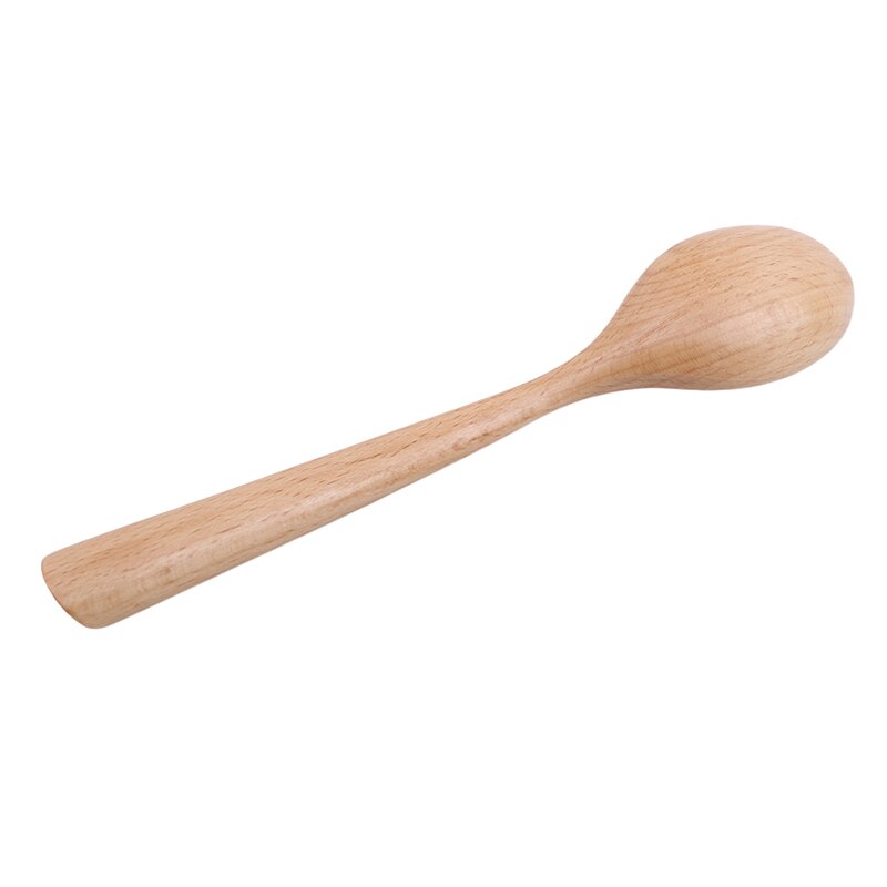 Beech Spoon Japanese Simple Style Natural Solid Color Handle Wooden Spoon Fork Kitchen Tableware