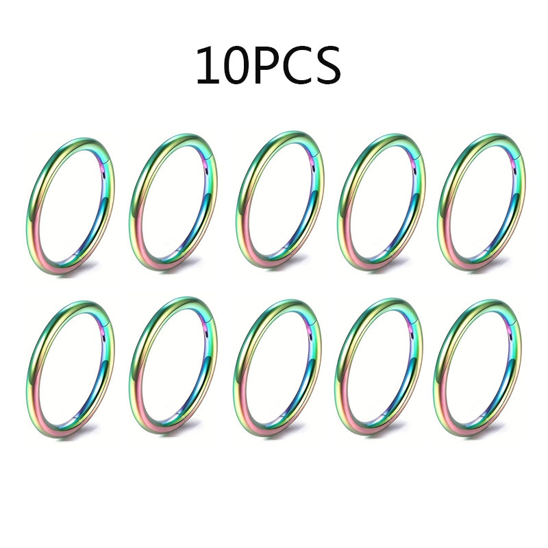 5/10Pcs 16G Nose Ring Hoop Stainless Steel Hinged Nose Rings Septum Clicker Tragus Helix Cartilage Daith Rook Earring Piercing: WHITE / Antique Bronze Plated