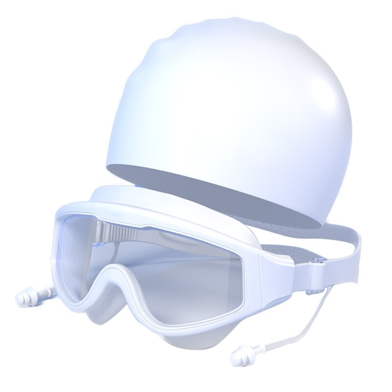 A9LD Pak Van Kinderen Zwemmen Caps Zwemmen Bril Siliconen Zwemmen Caps Voor Kinderen Tieners Lange Krullend Haar Vlechten Waterdicht Zwemmen hoed: Transparent white si