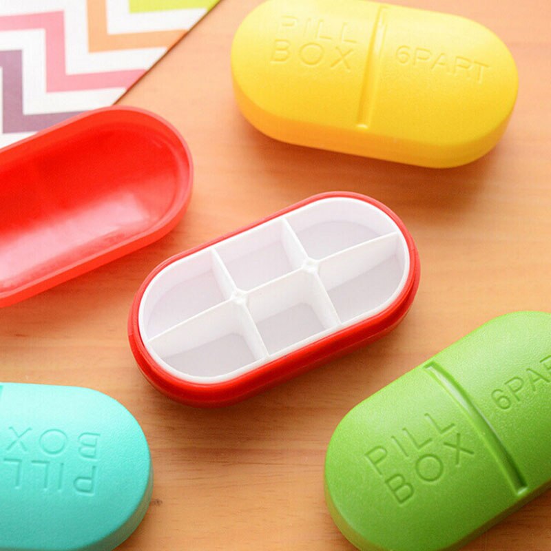 6 Roosters Pillendoos Opvouwbare Container Tablet Opslag Travel Case Houder Mini Leuke Plastic Pillendoosje Case