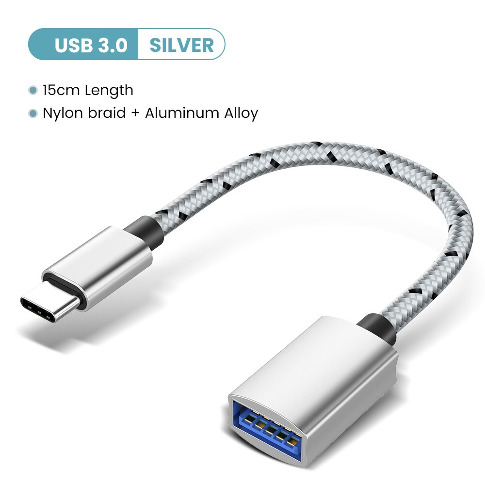 USB C vers USB adaptateur OTG Cable USB Type C male vers USB 3.0 femelle Cable adaptateur pour MacBook Pro type-c adaptateur: Silver