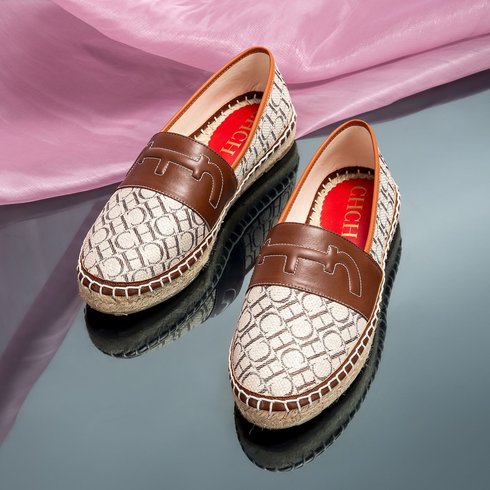 CHCH Flache Damenschuhe, neue handgefertigte Hanfboden, rutschfeste Damen-Strandschuhe