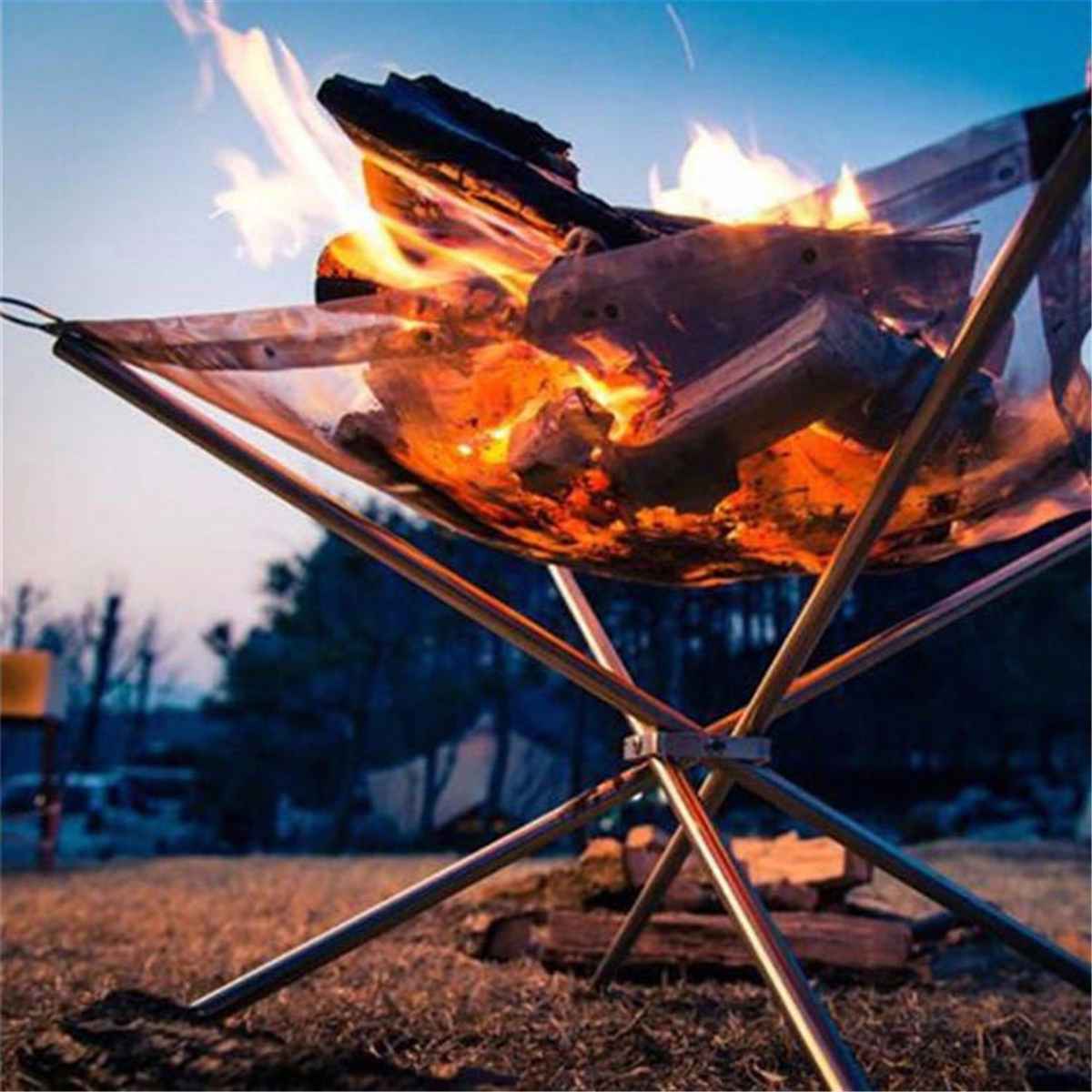 Picnic Cooking Tripod Outdoor Picnic Telescopic Cook Tripod Portable Hanging Pot Camping Fishing Tripod Campfire Grill Stand