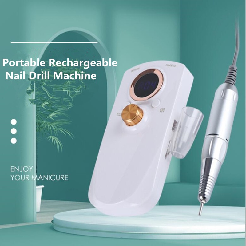 Portable Rechargeable Nail Drill Machine 35000RPM Manicure Machine Electric Nail File Nail Art Tools Set for Nail Drill bit