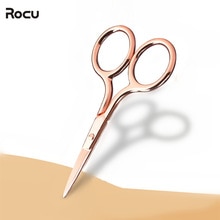 Tijeras de maquillaje negras y medianas, , para cejas, pestañas, pelo de nariz, herramientas de depilación facial de acero inoxidable, cabeza afilada