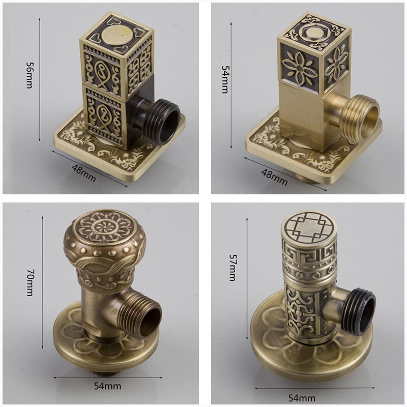 JIENI Solid Brass Antique Brass Bathroom Control Valve Angle Stop Valve 1/2 Male Thread Water Outlet Faucet Accessories