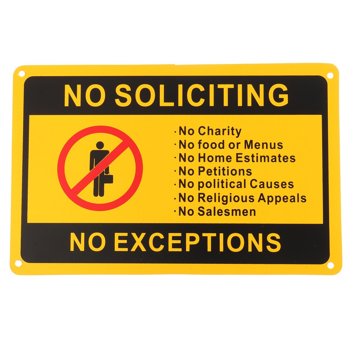 Safurance NO SOLICITING NO EXCEPTIONS Front Door Security Sign Waterproof 11"x7"/28x18cm Workplace Safety