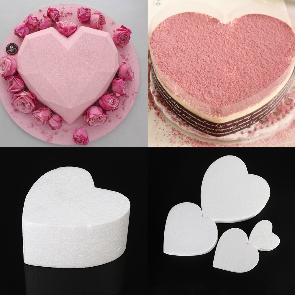 Diy bryllup dekorationer dummy kage skum form polystyren styrofoam praksis model hjerteformet