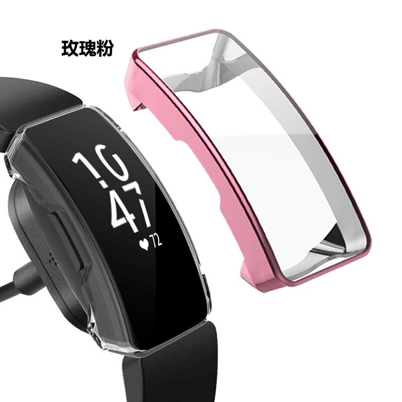 TPU Case For Fitbit Inspire HR All Around Screen Protective Shockproof Shell For Fitbit Inspire watch Accessories: Rose pink / For Inspire