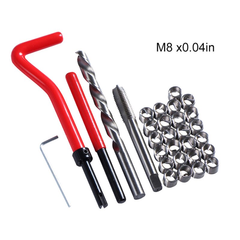 30PCS M5/M6/M8 Wrench Twist Drill Bit Kit Thread Repair Tool Kit for Restoring Damaged Threads Spanner High Speed Steel Tap Die: M8