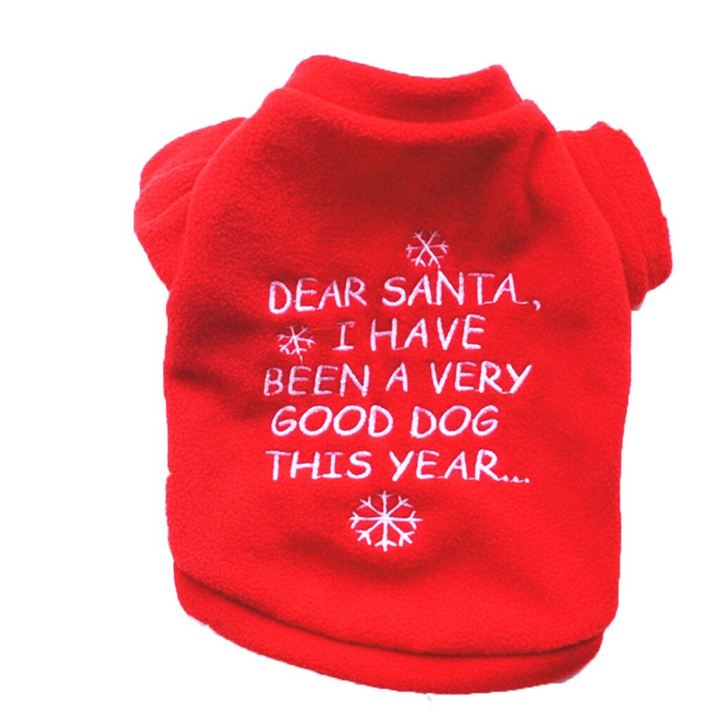 Kerst Hond Kleding Voor De Winter Kerst Print Pluche Kleding Hond Lange Mouw Top Outfit Hond Kleding Schattige Puppy: Rood / S