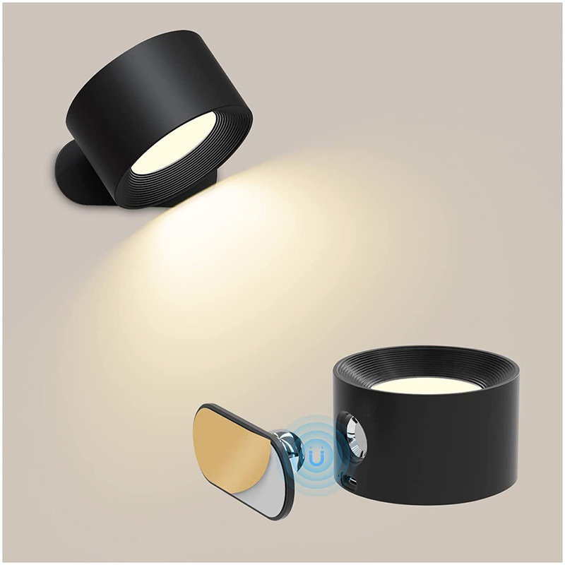 Usb genopladelig led-væglampe med touch- og fjernbetjening, trådløs vægmonteret væglampe til soveværelse, læselampe