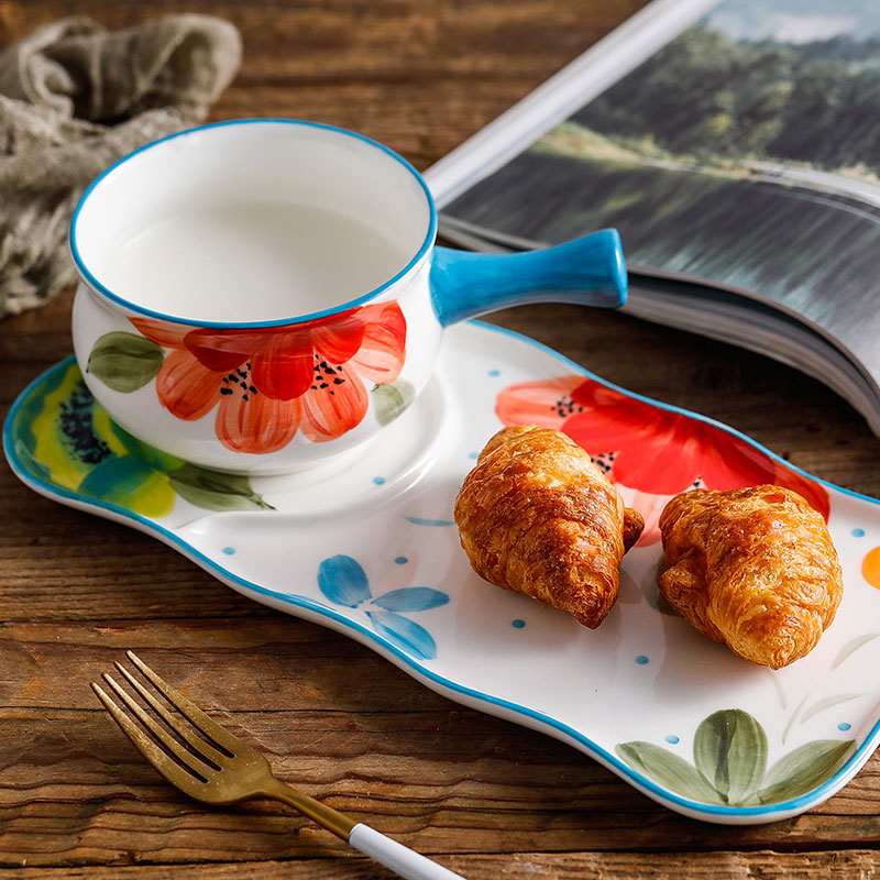 Bloemen Mooie & Delicatesse Servies Sets Keramische Servies De Platen Gerechten Kom Ontbijt Set