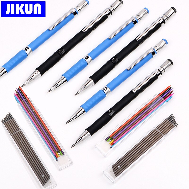 JIKUN-Juego de lápices mecánicos de 2,0mm, lápices automáticos HB Con recargas de plomo de Color/negro para dibujar, escribir, hacer bocetos de arte