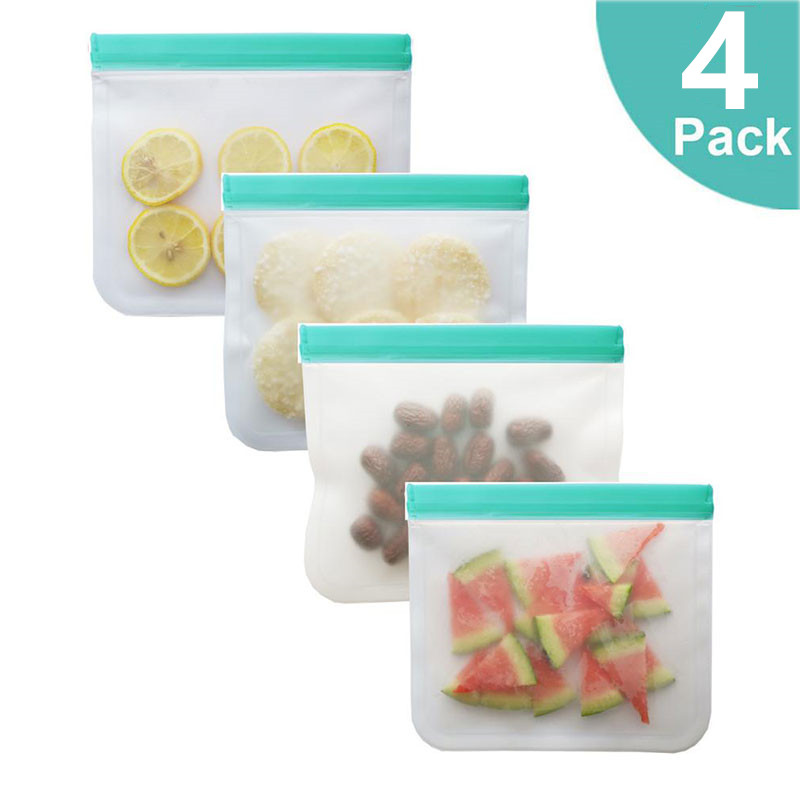 BEEMAN 12pcs Silicone Zip Bag PEVA Silicone Food Storage Containers Leakproof Reusable Shut Bag Fresh Bag Food Storage Bag: 4 pieces