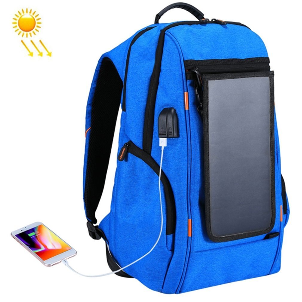 Bag Backpack Large Capacity Solar Panel Power Backpack USB Fast Charging Anti-Theft Men Backpack Laptop Notebook Shoulder Bag