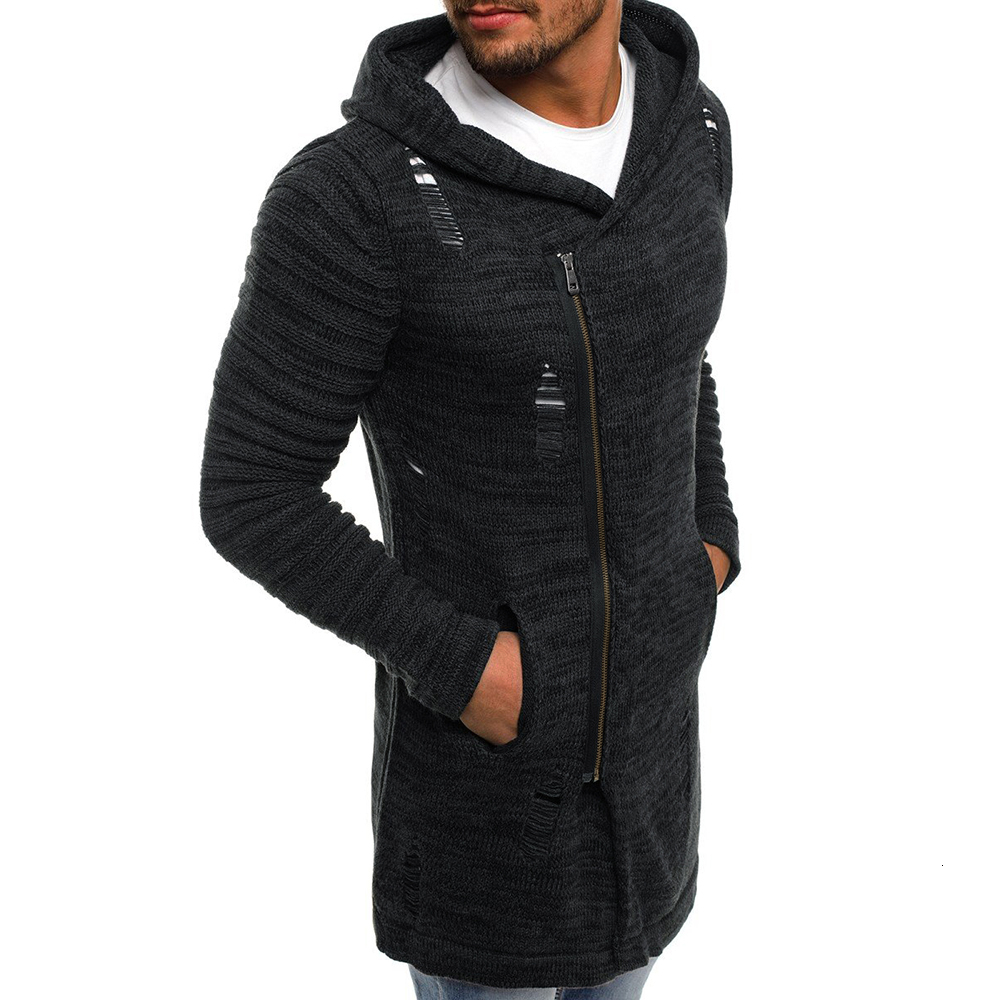 suéter largo para hombre, Abrigo con capucha de Color sólido para hombre, abrigo de invierno cálido, chaquetas largas, M-2XL