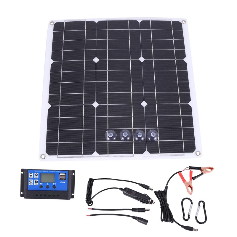 200 Watt 200W Solar Panel Kit with LCD Solar Controller 12V RV Boat Off Grid