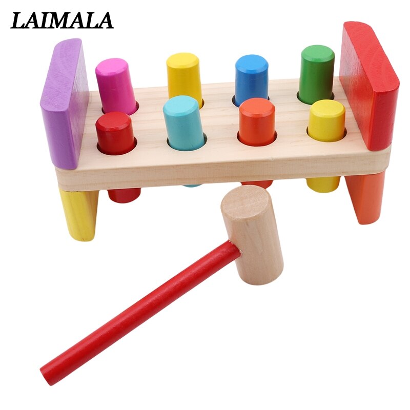 Houten Stampende Bench Met Hamer Kinderen Voorschoolse Speelgoed Multifunctionele Tool Onderhoud Doos Baby Moer Combinatie