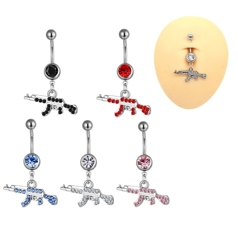 1pc Neue Zirkon Chirurgische Edelstahl Nabel durchbohren Blume Anhänger Bauchnabel Ringe Bauch durchbohren Körper Jewely