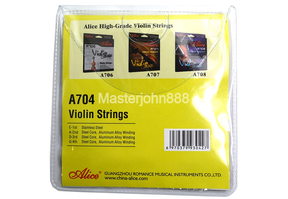 Cuerdas de violín Alice A704, acero inoxidable y aleación de aluminio, cuerdas 1st-4th,