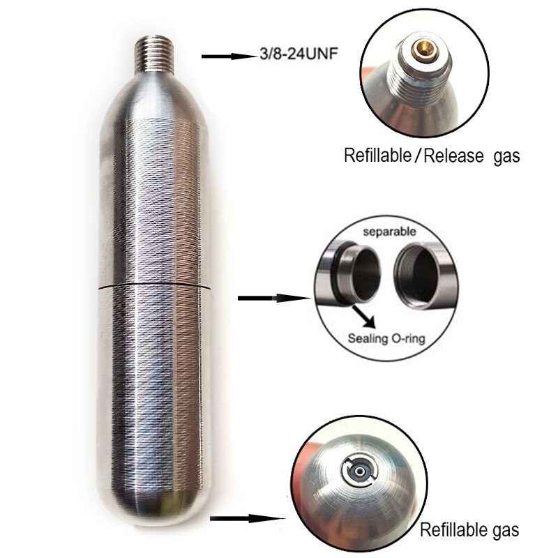 Resirkulerbar 33g 24g co2 patroner sylinder brus til fiske reddende redningsvest airbag Vest kajakk surfe dykkerutstyr brann