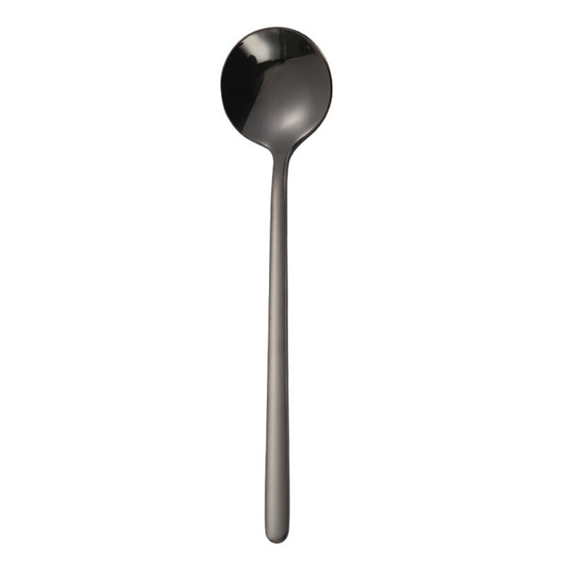 Roestvrij Staal Cirkel Koffie Lepel Espresso Thee Melk Roeren Mengen Serveren Lepel Ijs Dessert Scoop Keuken Accessoires: Black