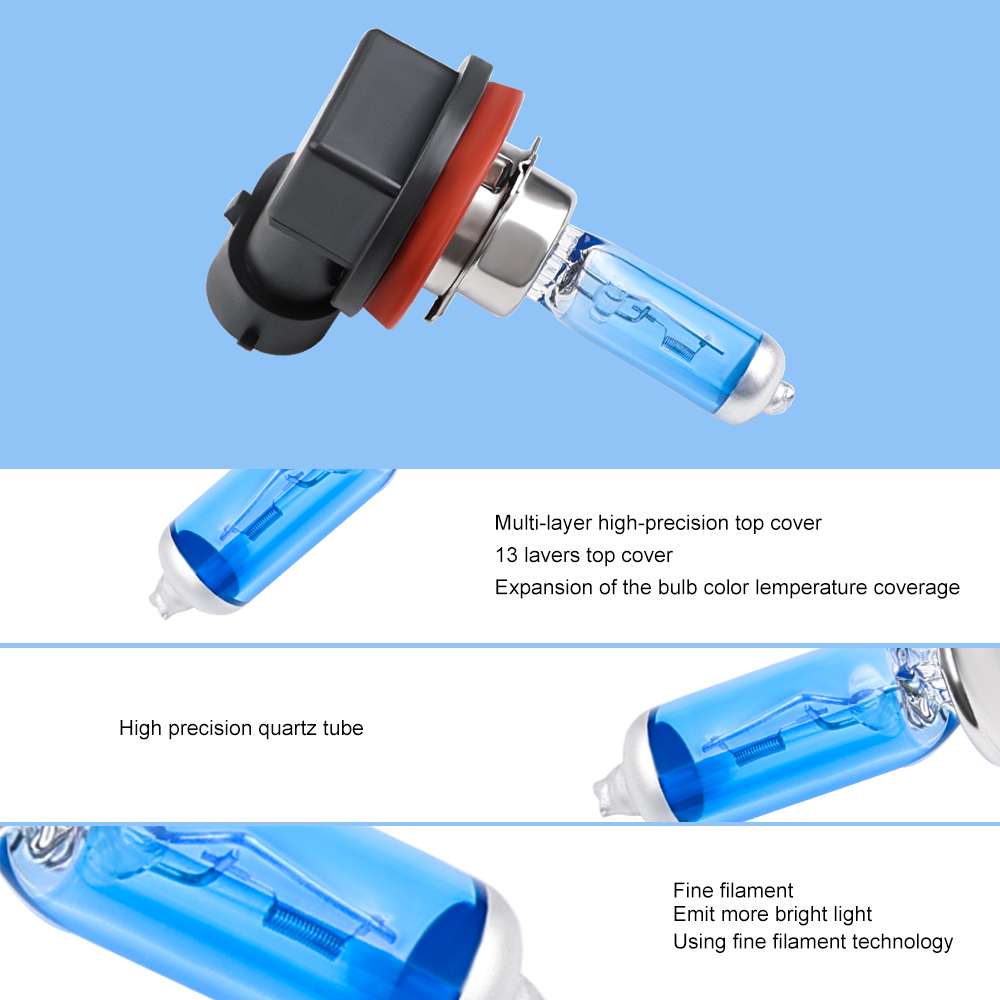H11 żarówki samochodowe 12V 55W H11 halogenowe żarówki dające białe światło światła przeciwmgielne 6000K Super jasne lampy reflektory samochodowe 1 para