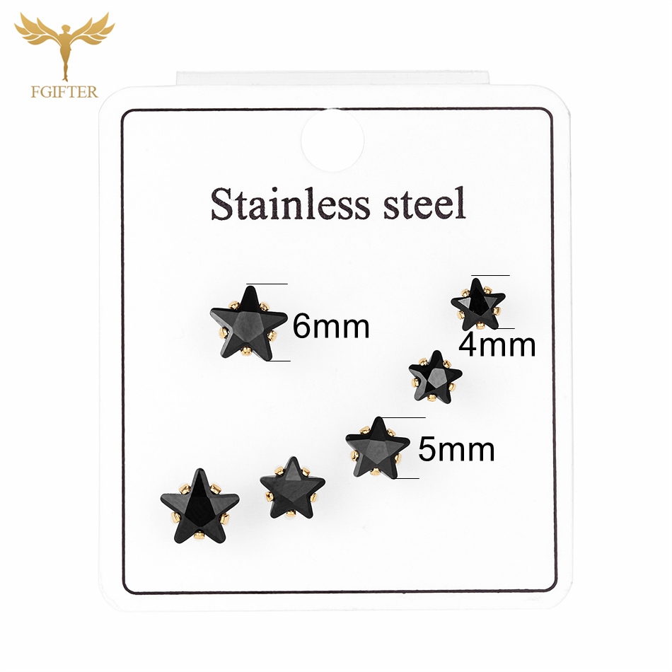 Juego de 3 pares de pendientes de cristal de acero inoxidable para mujer, aretes geométricos de circonita cúbica, joyería para Piercing de lóbulo de Color dorado y plateado: Oro champán