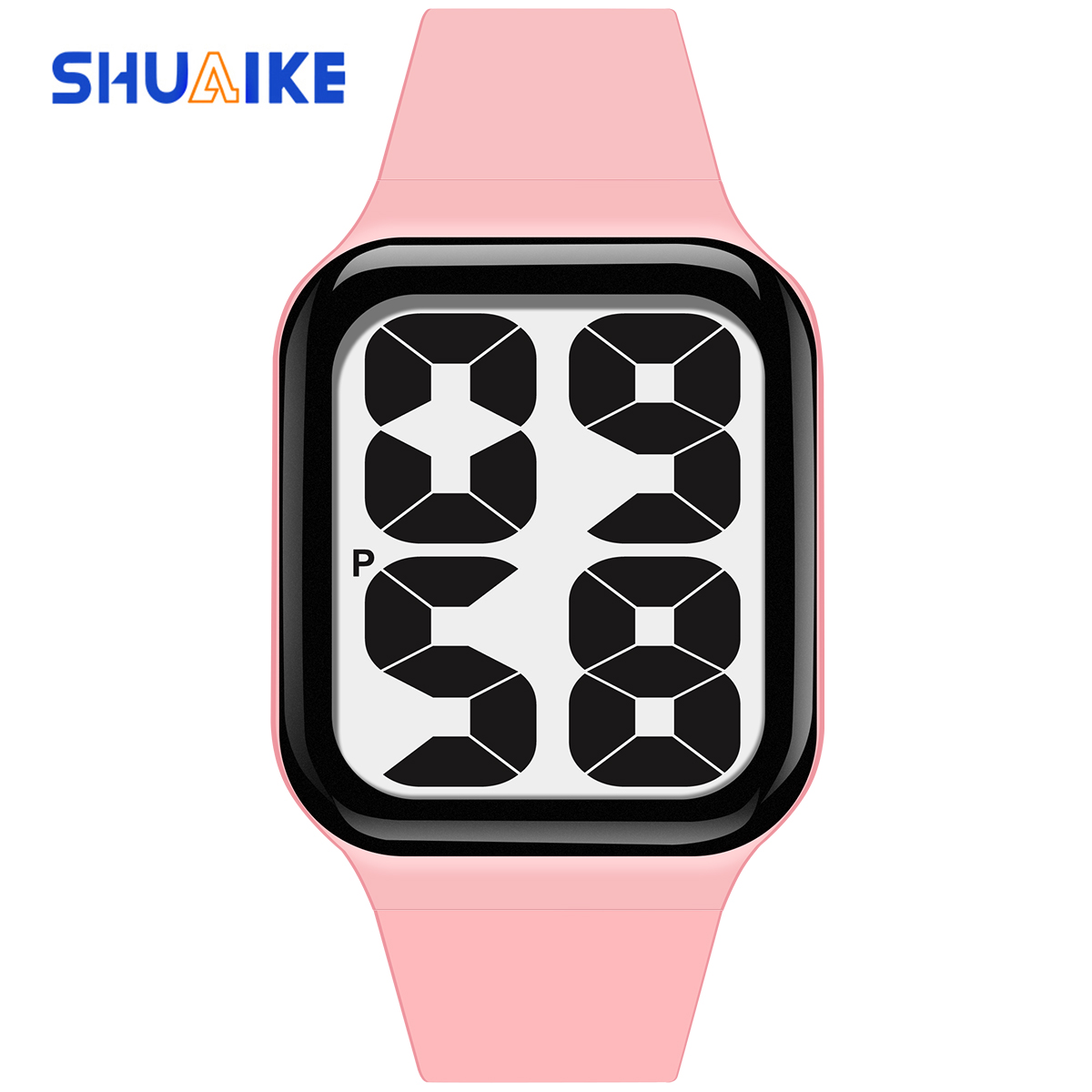 SHUAIKE 1089 Men's and Women's Simple Digital Sports Watch Large Digital Dial LED Digital Display Waterproof Watch: Rose