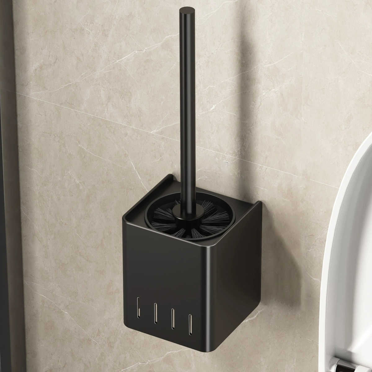 Toiletborstelhouder Muur gemonteerd Badkamerborstel Toiletborstels Voor Schoonmaak Opslag Roestvrij staal Badkameraccessoires: WHITE