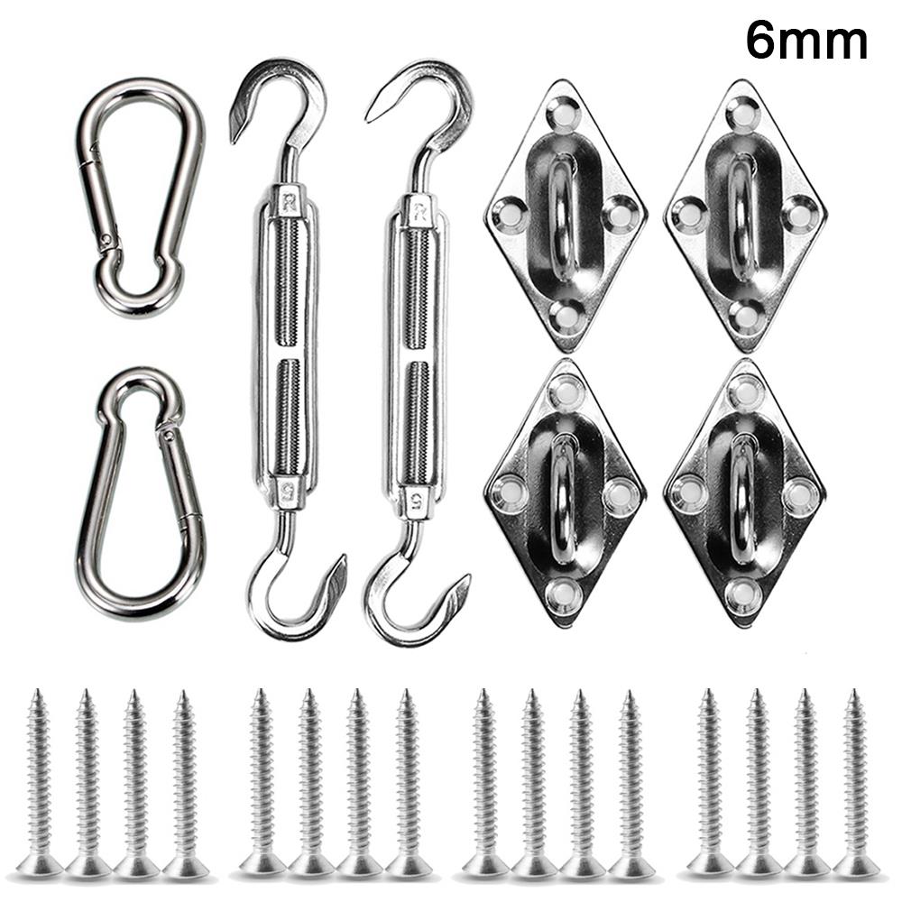 24pcs Stainless Steel Awning Canopy Fittings Outdoors Sun Shade Shelter Netting Accessories Practical Diamond Door Buckle: 6mm