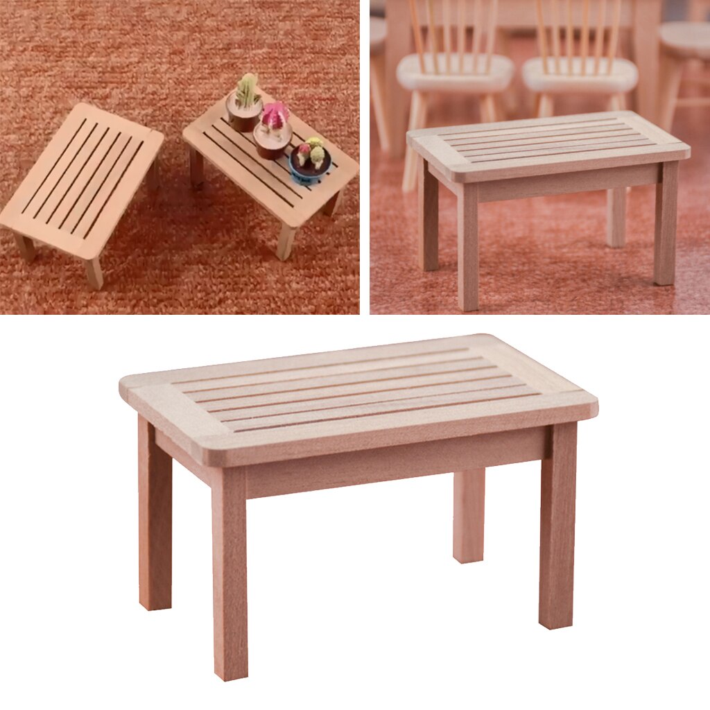 1Pc 1/12 Mini Thee Tafel Rechthoekige Poppenhuisminiaturen Meubelen Decor