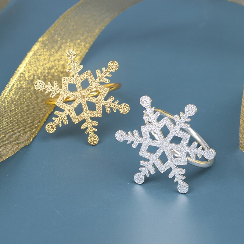 6 Pcs Christmas Snowflake Shaped Napkin Rings Dinning Table Setting Christmas Snowflake Napkin Button Napkin Ring