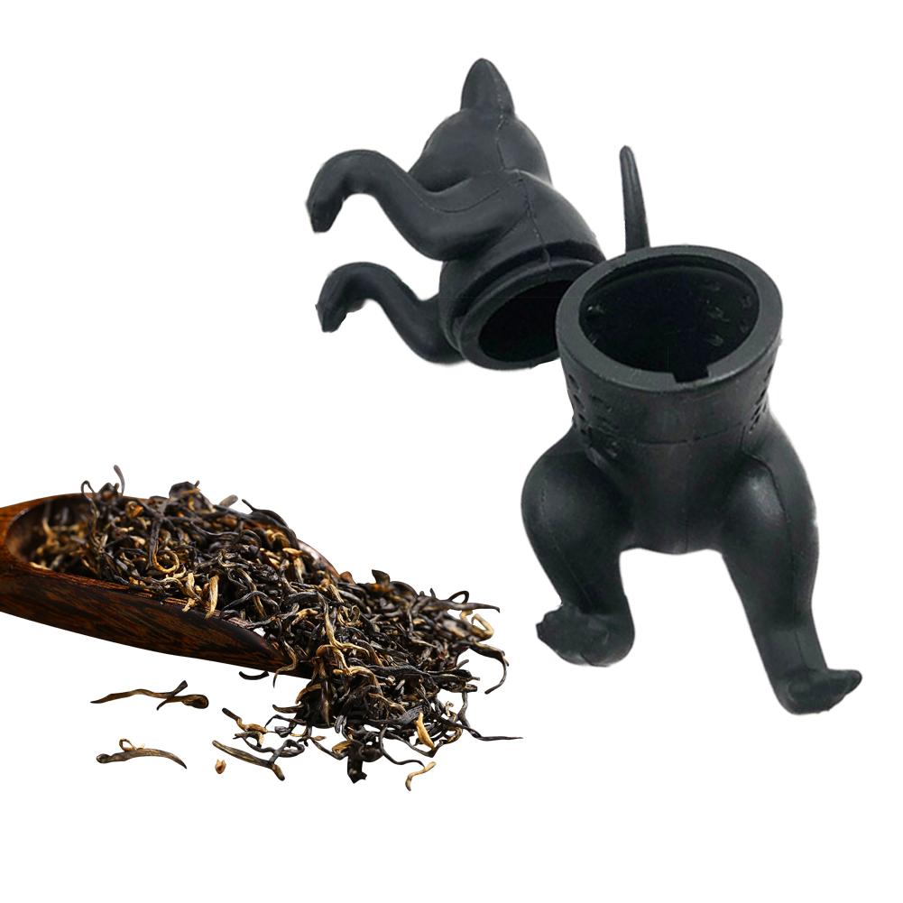 Tepose matte klasse blad urte krydder filter 1pc katt form te infusjon siler filter løs silikon diffusor