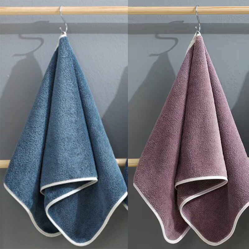 2 Pcs Soft Face Towels Pure Color Adult Face Towels High-density Coral Velvet Bathroom Bathing Absorbent Towel Bathroom Supply: Blue and Bean Paste
