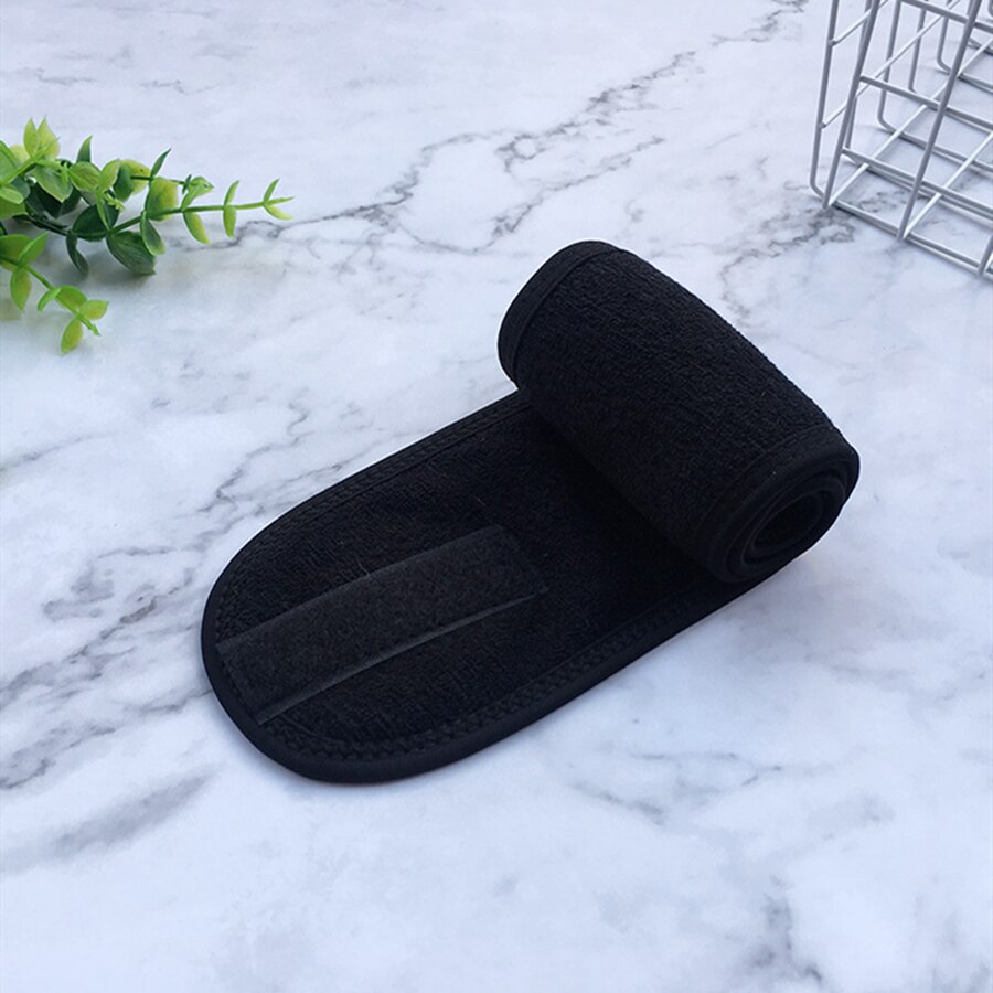 Spa pandebånd justerbart bredt hårbånd yoga sved hårbånd wrap til kvinder dame pandebånd makeup remover tilbehør: Sort