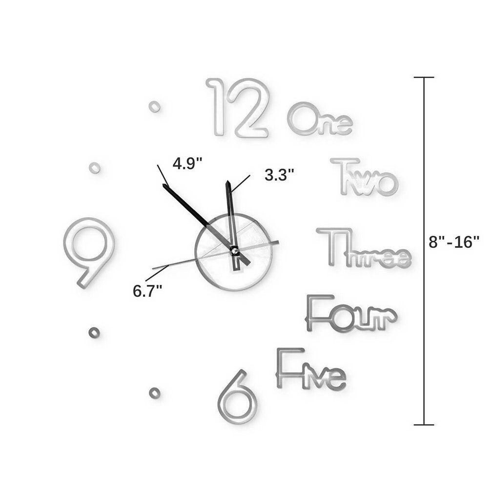 Large Wall Clock Big Watch Decal 3D Stickers Numerals DIY Wall Modern Home DIY Wall Modern Living Room Home Decoration