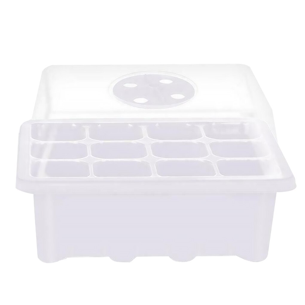 12 Holes Seedling Box Plant Seed Grow Box Nursery Seedling Starter Thermal Insulation Seed Growth Box Plastic Pot Green House: Clear