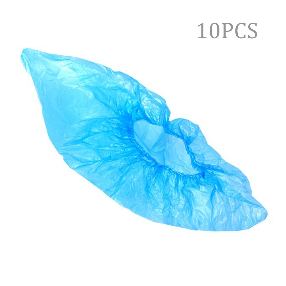 10 Stuks Wegwerp Overschoenen Wegwerp Plastic Dikke Outdoor Regenachtige Dag Tapijt Reinigen Schoen Cover Blauw Waterdichte Schoen Covers: Default Title