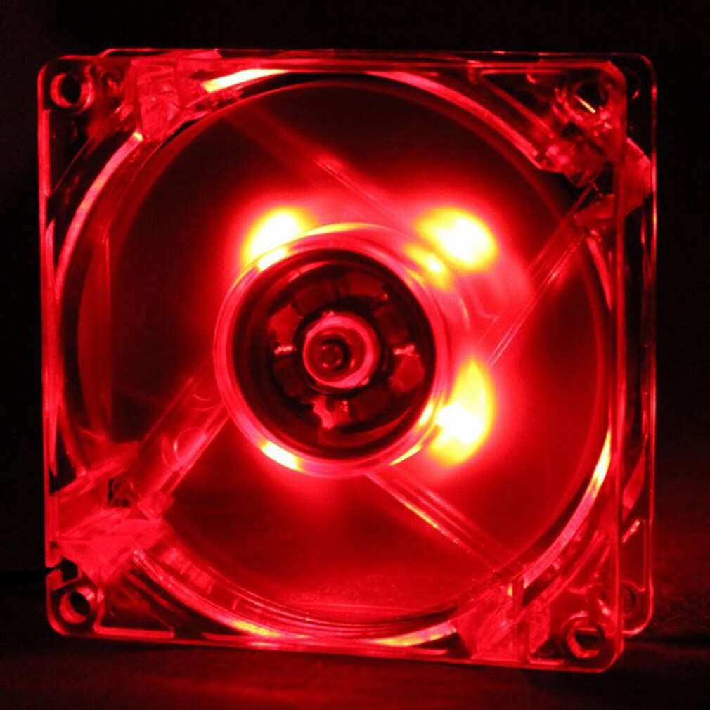 PC ventilador de computadora Quad 4 luz LED 120mm PC caja de la computadora 12V ventilador de refrigeración Mod conector Molex silencioso ventilador de fácil instalación colorido: red
