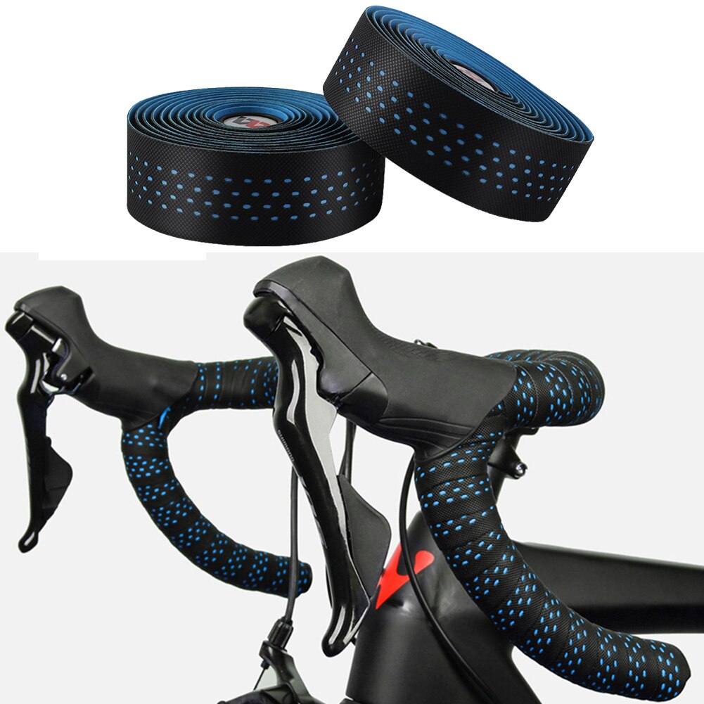 1 Pair Anti-slip Road Bike Handlebar Tap Soft EVA Bicycle Handle Bar Strap Perforated Bicycle Handel Bar Tapes with 2 Bar Plugs