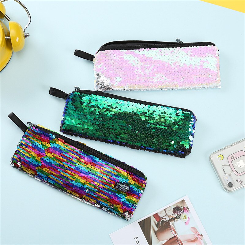 Colorful Pencil Case Reversible Sequin School Supplies Stationery Cute Pencil Box Pencilcase School Tools Pencil Cases